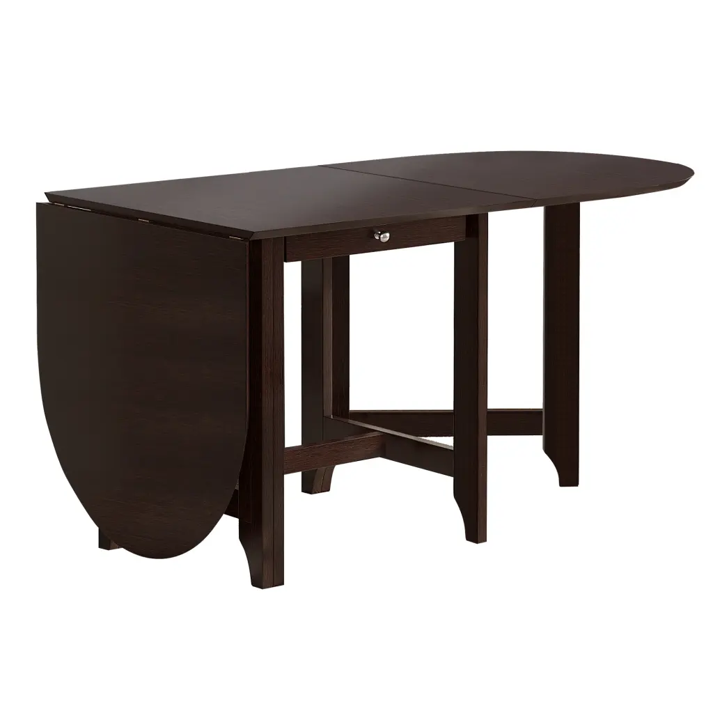 Retro Drop Leaf Table Rubber Wood Dining Table Spacious Tabletop golden walnut