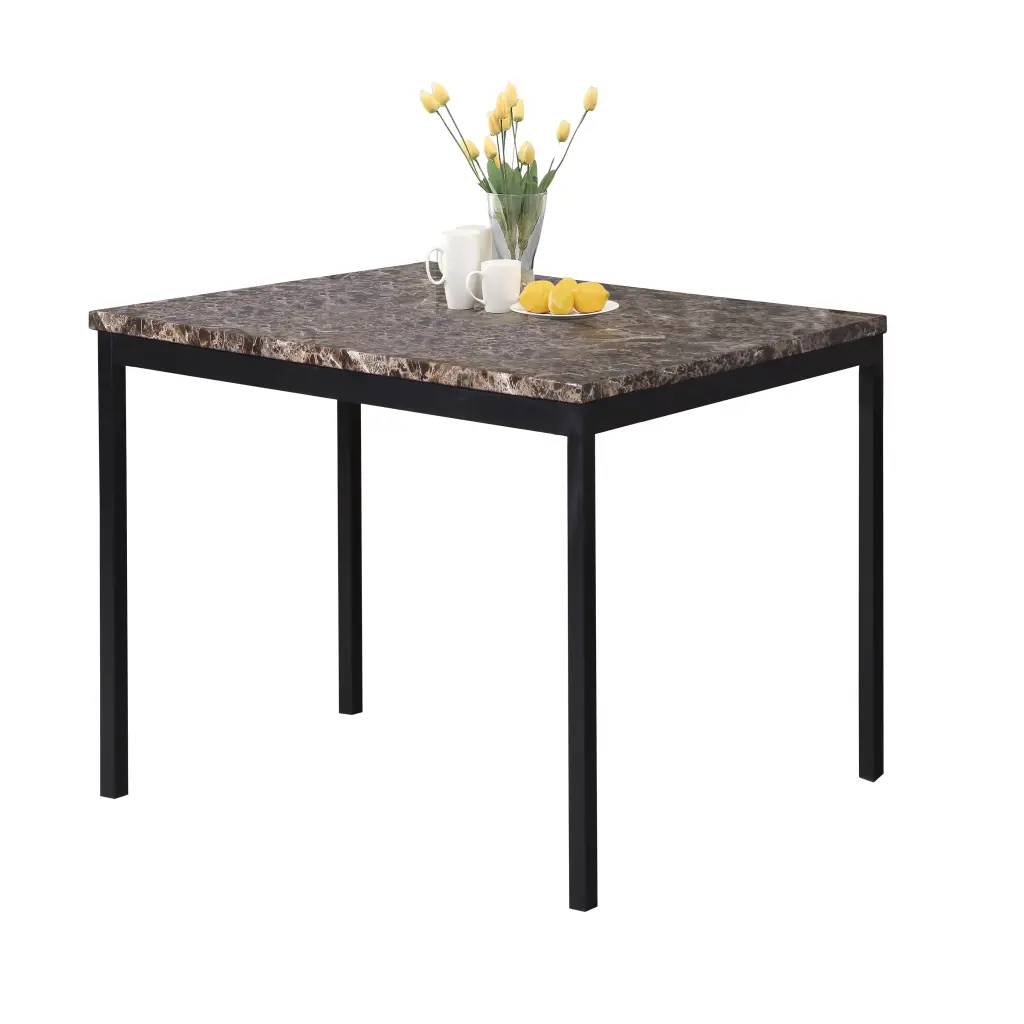 Citico Metal Counter Height Dining Table Laminated Faux Marble Top Modern Kitchen Table hz