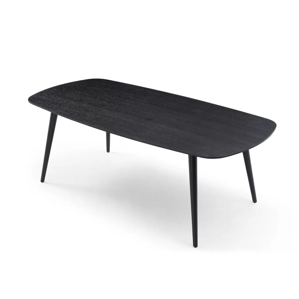 70.87 Inch Rectangular Dining Table Black Oak Finished Ash Veneer Top 8 Seater justone interior