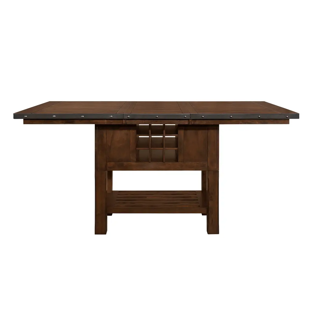 Dark Brown Finish Storage Base Counter Height Table 1Pc Extension Leaf kanepe