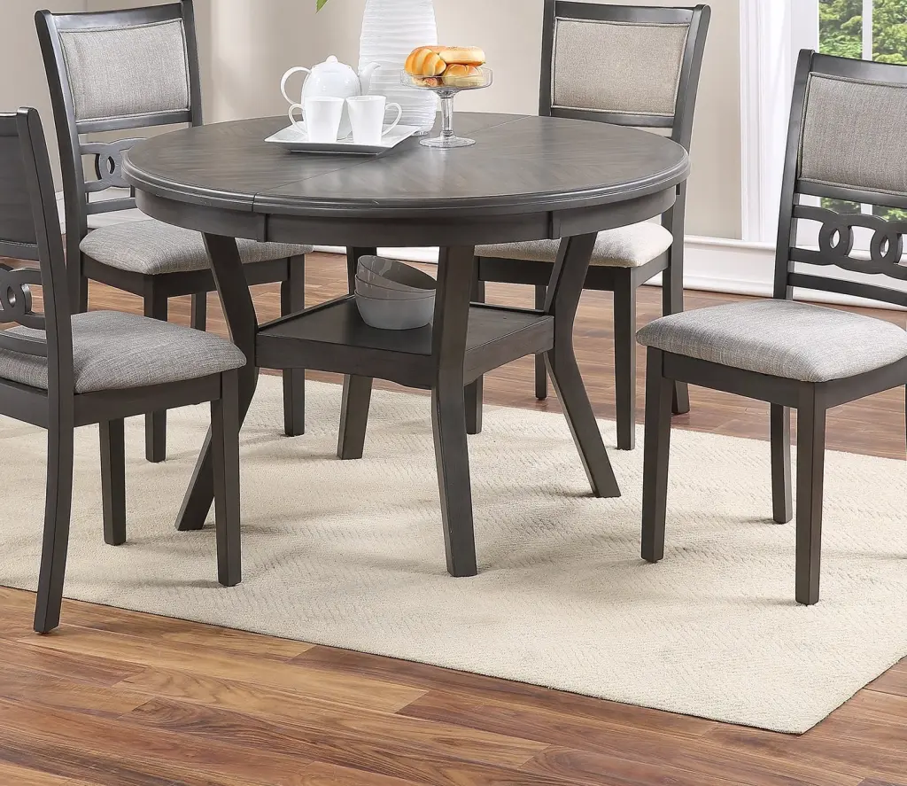 Dining Room Furniture Gray Rubber Wood MDF Round Table Shelf kanepe