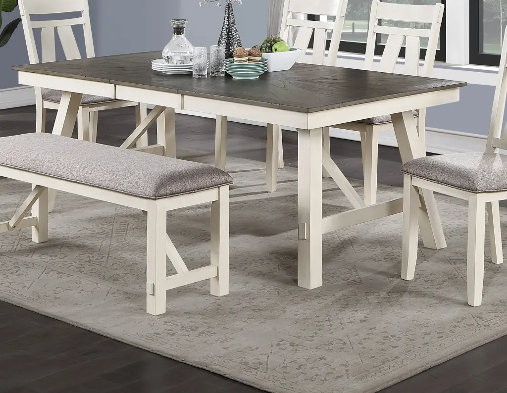 Dining Room Home Decor Dining Table White Finish Grey Timberen Top Modern Design kanepe