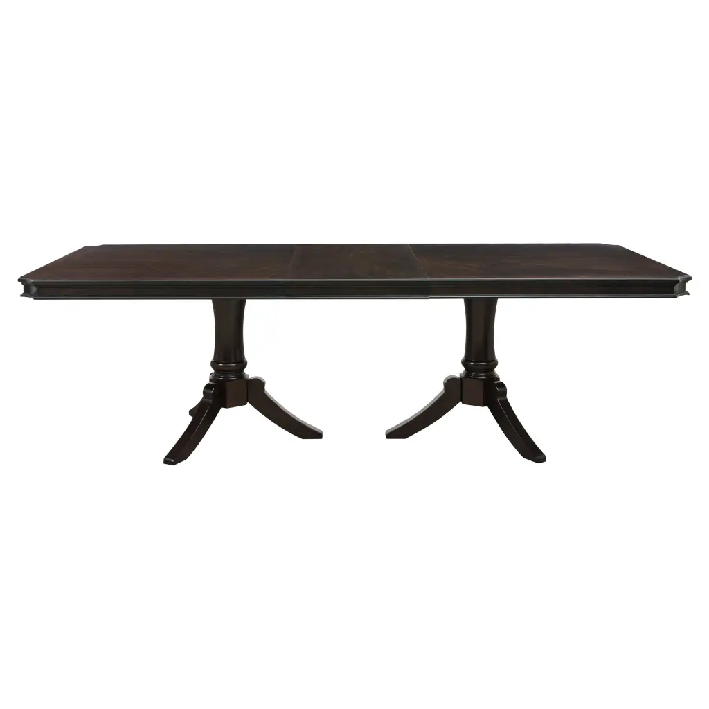 Double Pedestal Base Dark Cherry Finish Dining Table Extension 1Pc kanepe