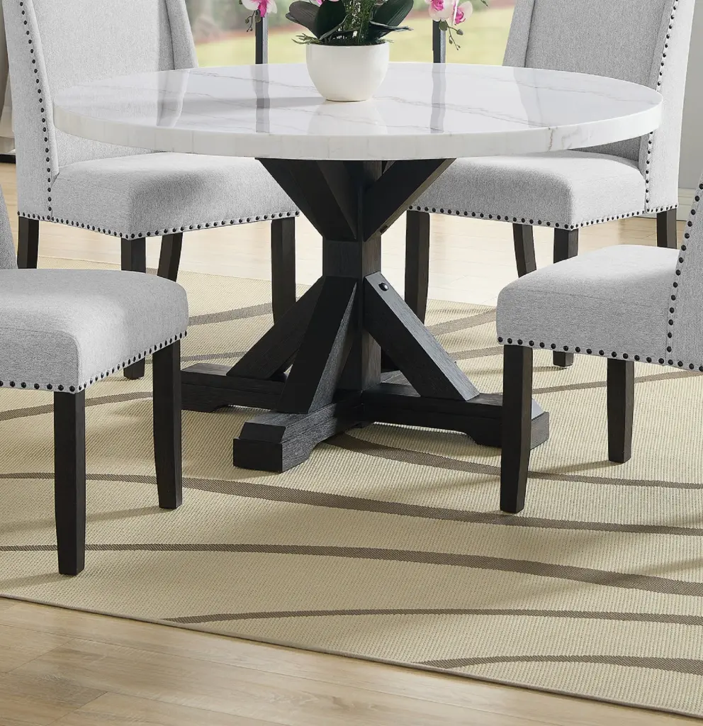 Modern Round Dining Table White Marble Top Formal Table kanepe