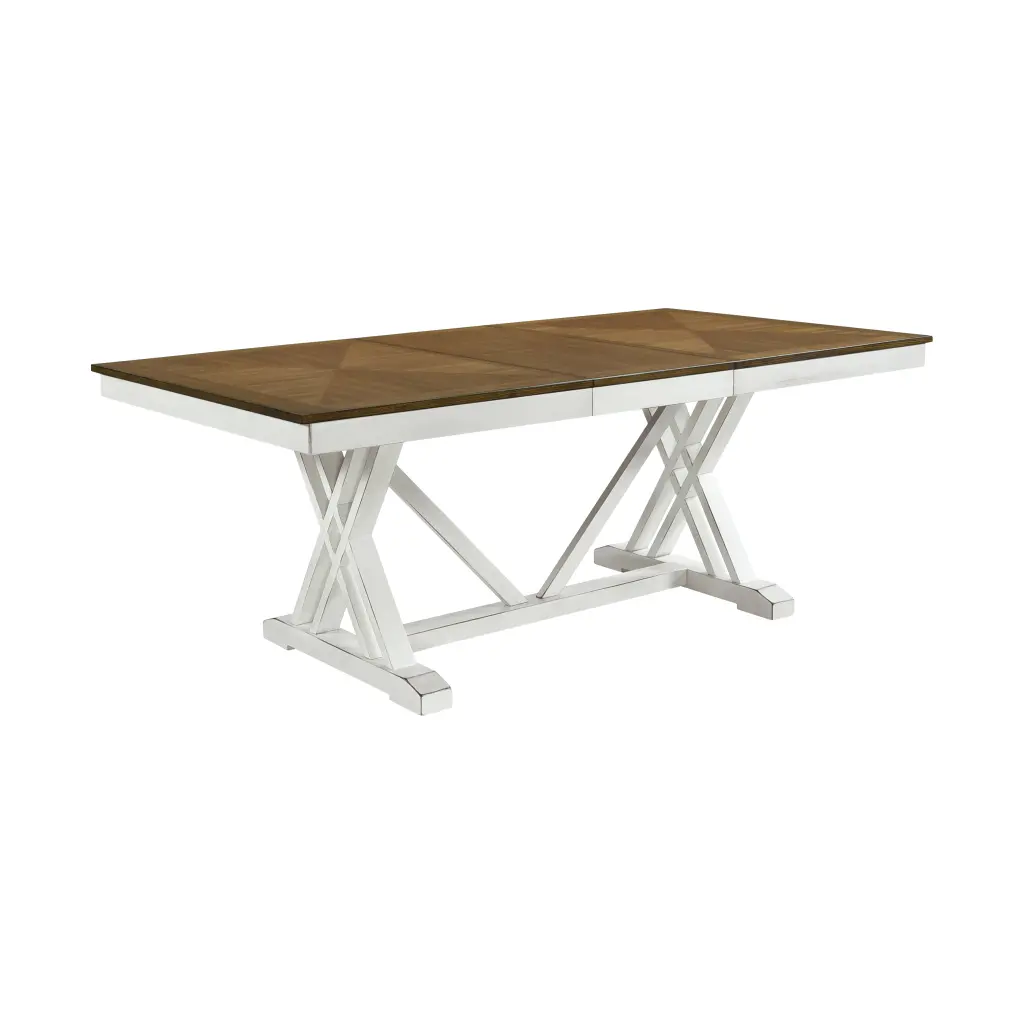 Modern White And Oak Finish Dining Table Self Storing Extension Leaf kanepe