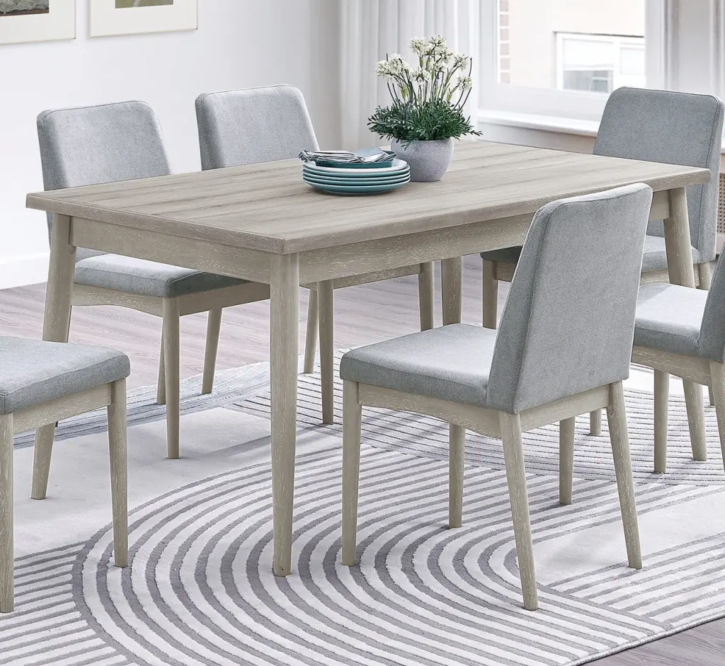 Natural Wood Grain Rectangle Dining Table 1 Piece Modern Design kanepe