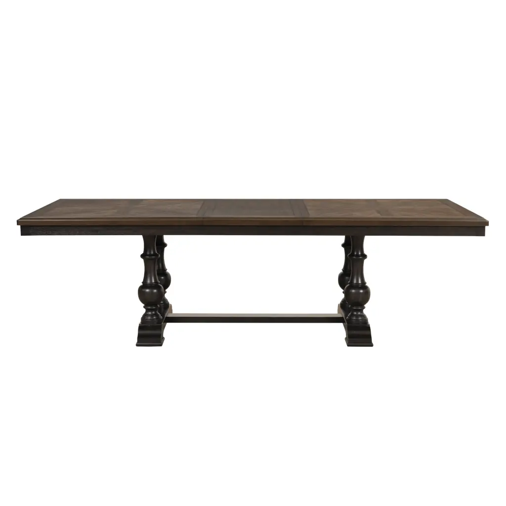 Traditional Brown Dining Table Self Storing Extension Leaf kanepe