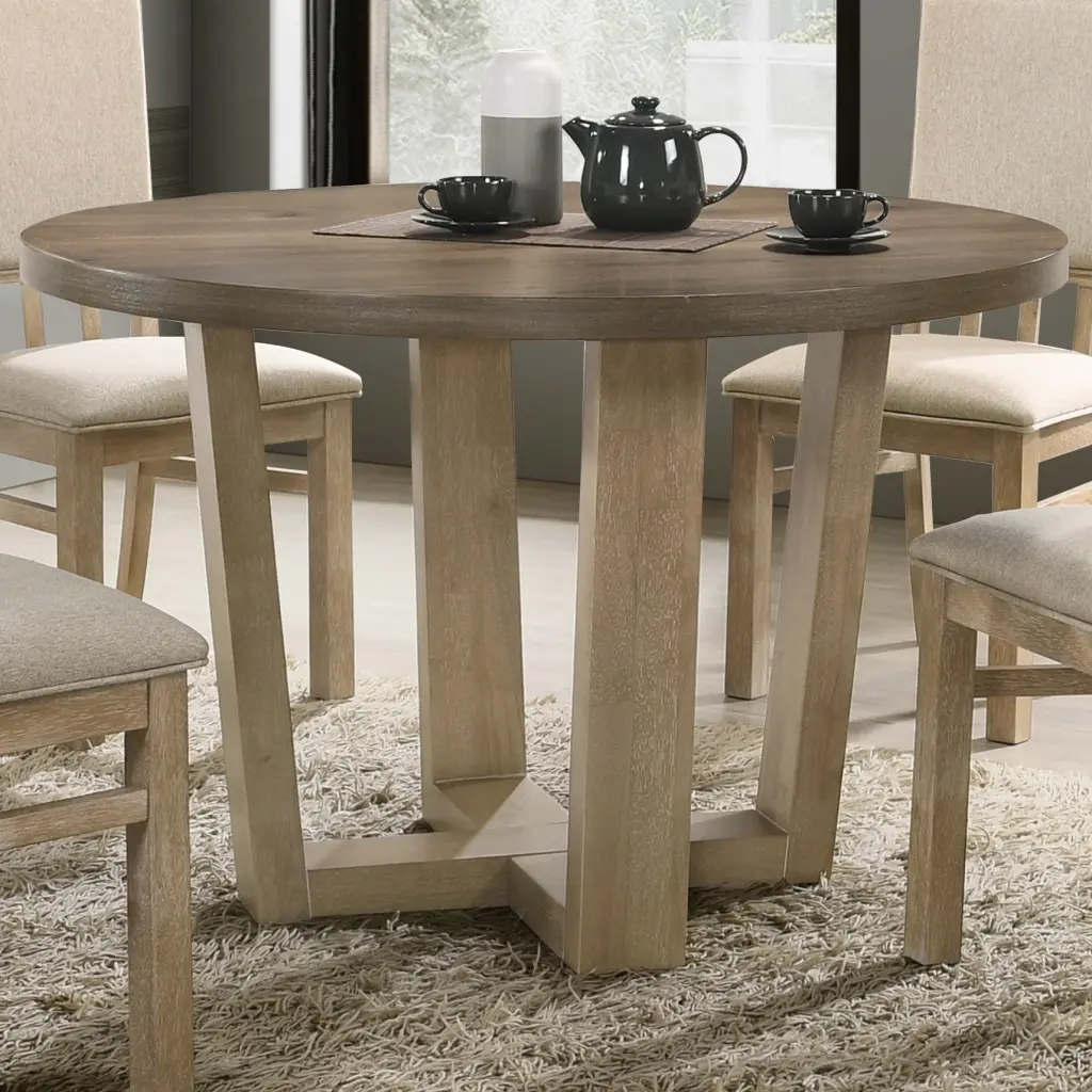 Brutus 47'' Vintage Walnut 47'' Wide Contemporary Round Dining Table lilola home