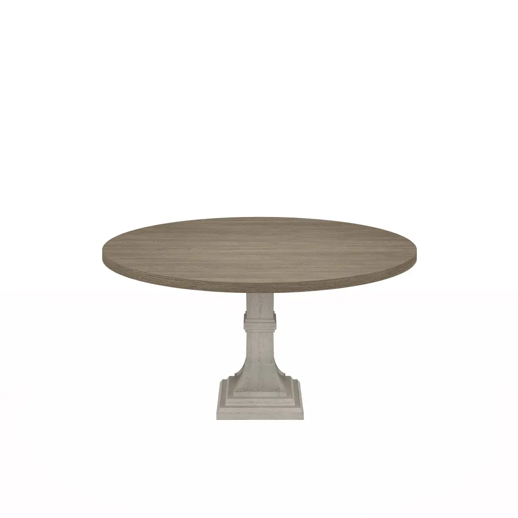 Tannen 59 Inch Round White And Gray Dining Table White Gray MDF lilola home