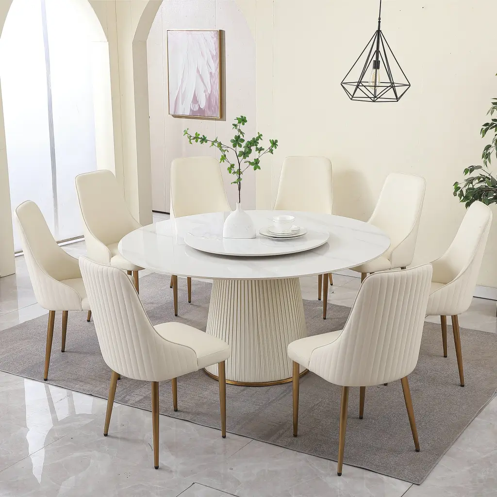 59 Modern Sintered Marble Dining Table 31.5 Round Turntable Contemporary Kitchen Furniture montary