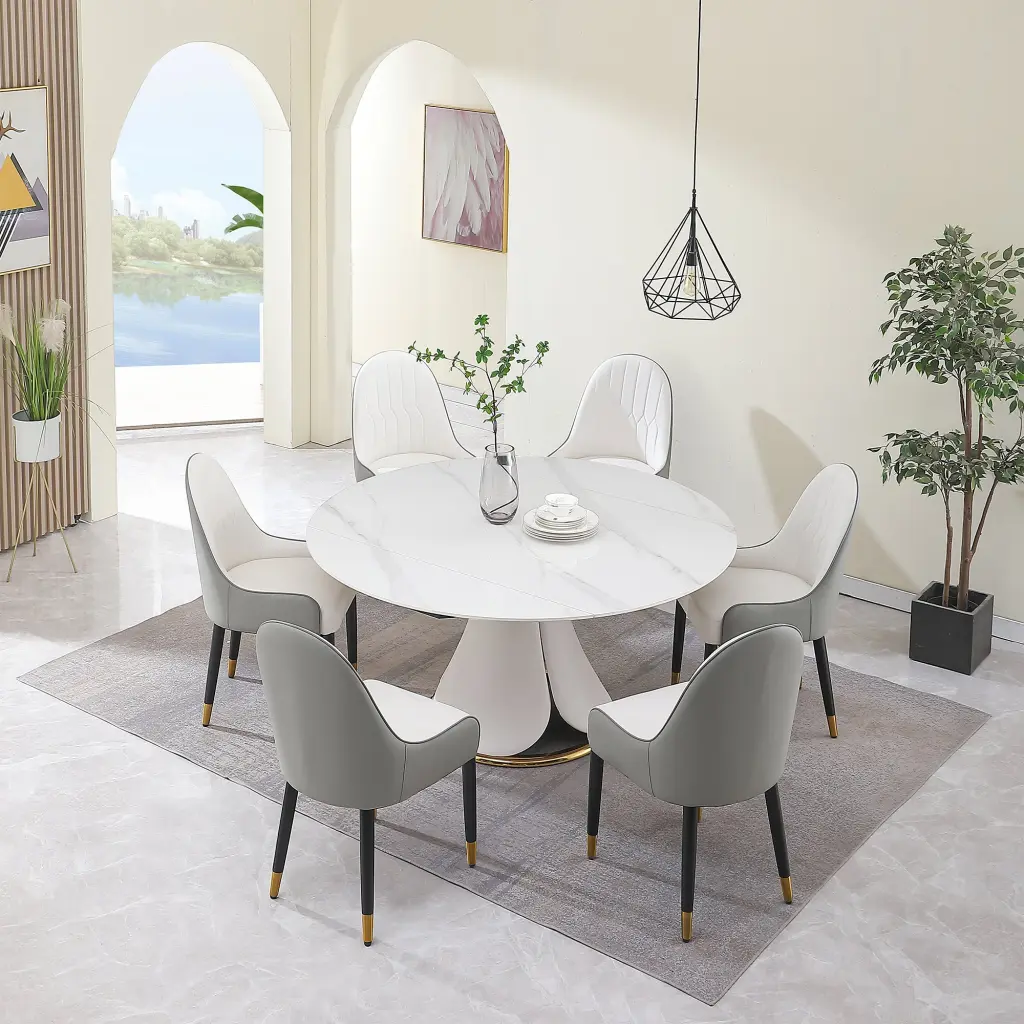 Modern Sintered Stone Dining Table Multi Functional Effortless Design montary