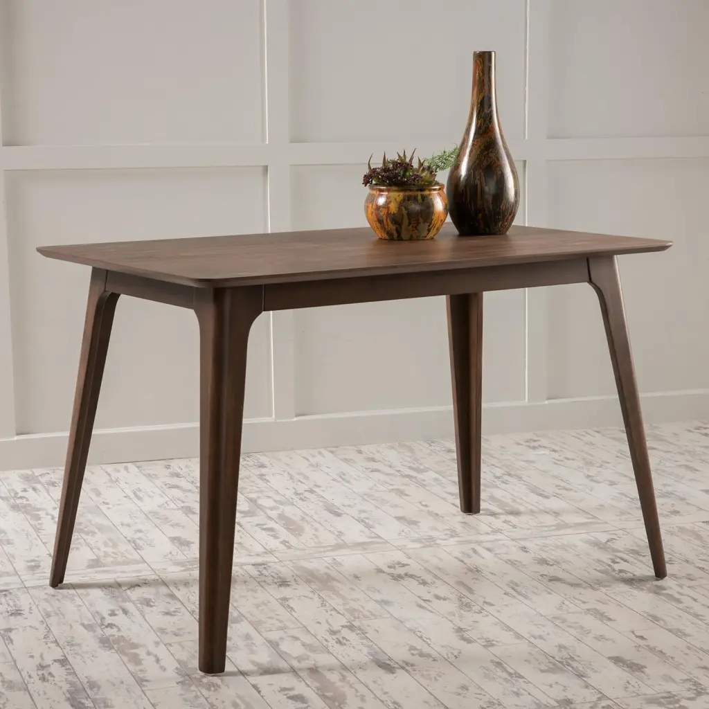 Dining Table Solid Timber Legs Walnut Finish MDF Top nh-bo