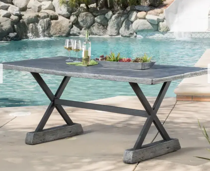 Chalmette Brown Dining Table Concrete Finish - Modern Kitchen Table nh-ihave