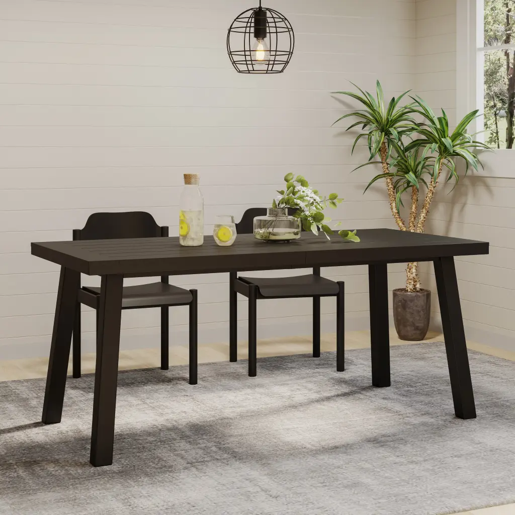 Della Acacia Timber Dining Table Black Finish Kitchen and Dining Room nh-uhome