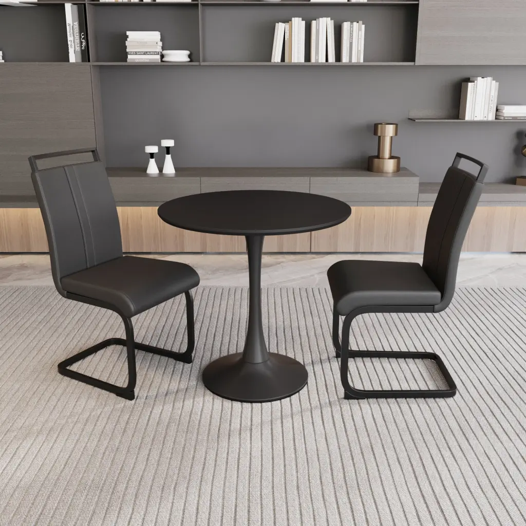 Black Circular Dining Table 31.5 Inch Tulip Dining Table Kitchen Dining nuoli furniture