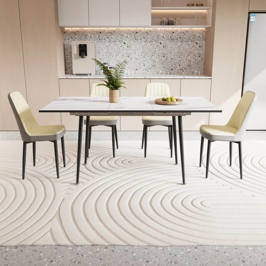 Expandable Dining Table Set 2 to 6 People PU Material Modern Design nuoli furniture