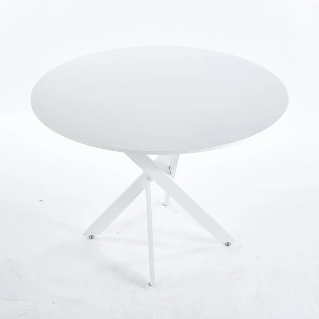 42.1 Inch White Mid Century Round MDF Dining Table 4-6 People rnb