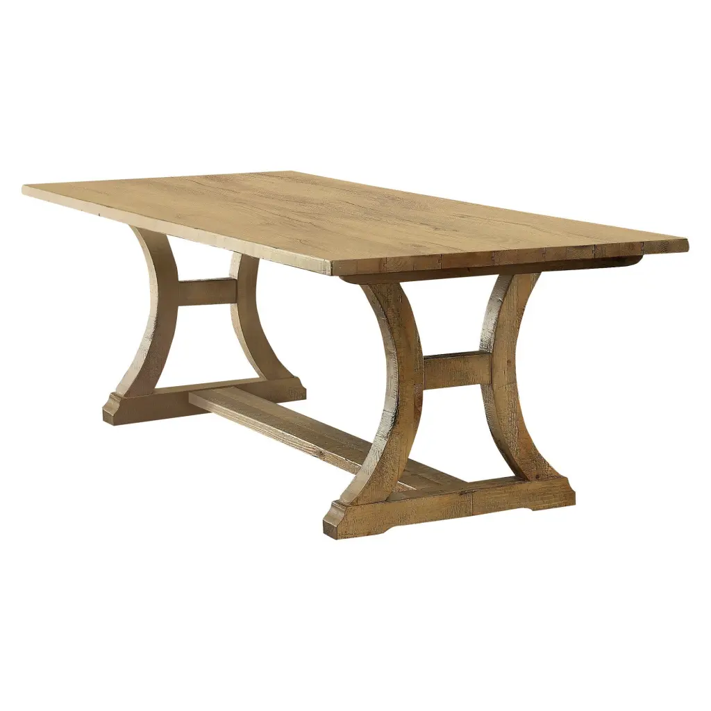 Wooden Dining Table Curved Leg Pedestal Base Brown Finish royal hampton