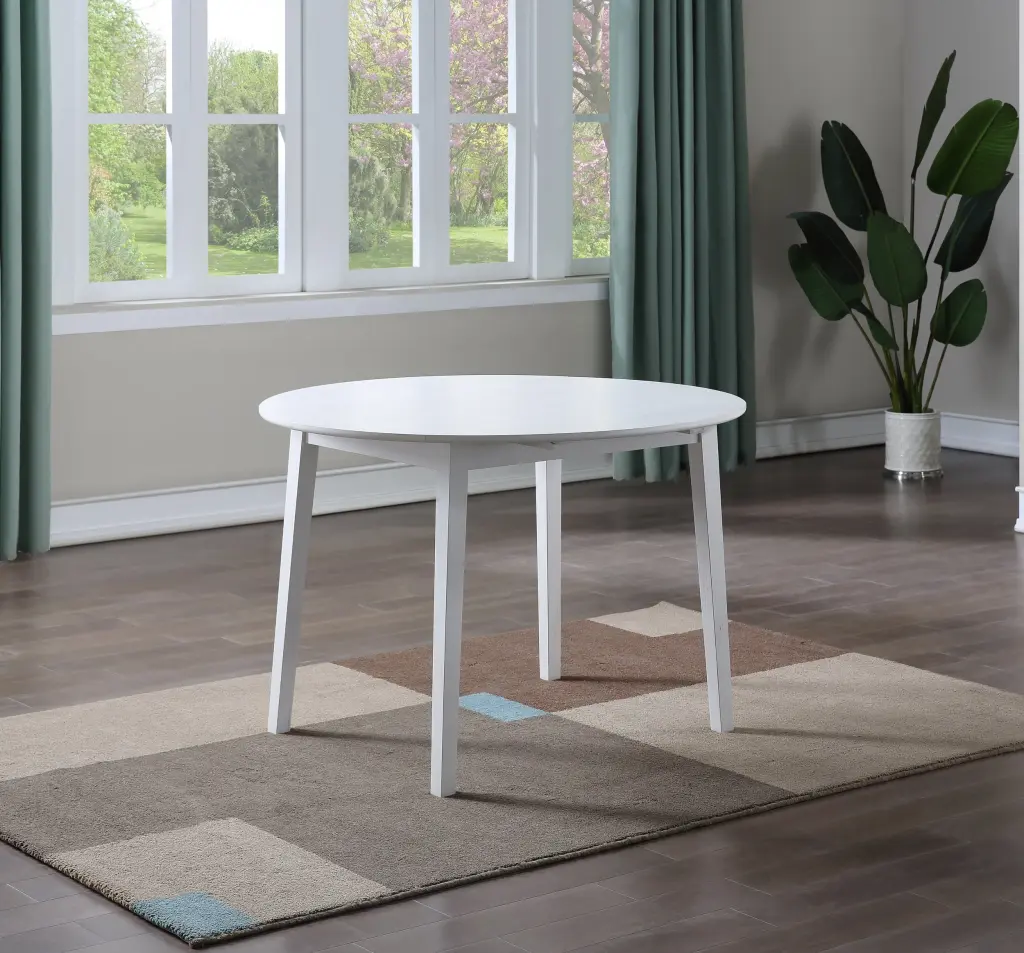 Naples White Drop Leaf Dining Table - Space-Saving Wooden Table Small Spaces steve silver furniture