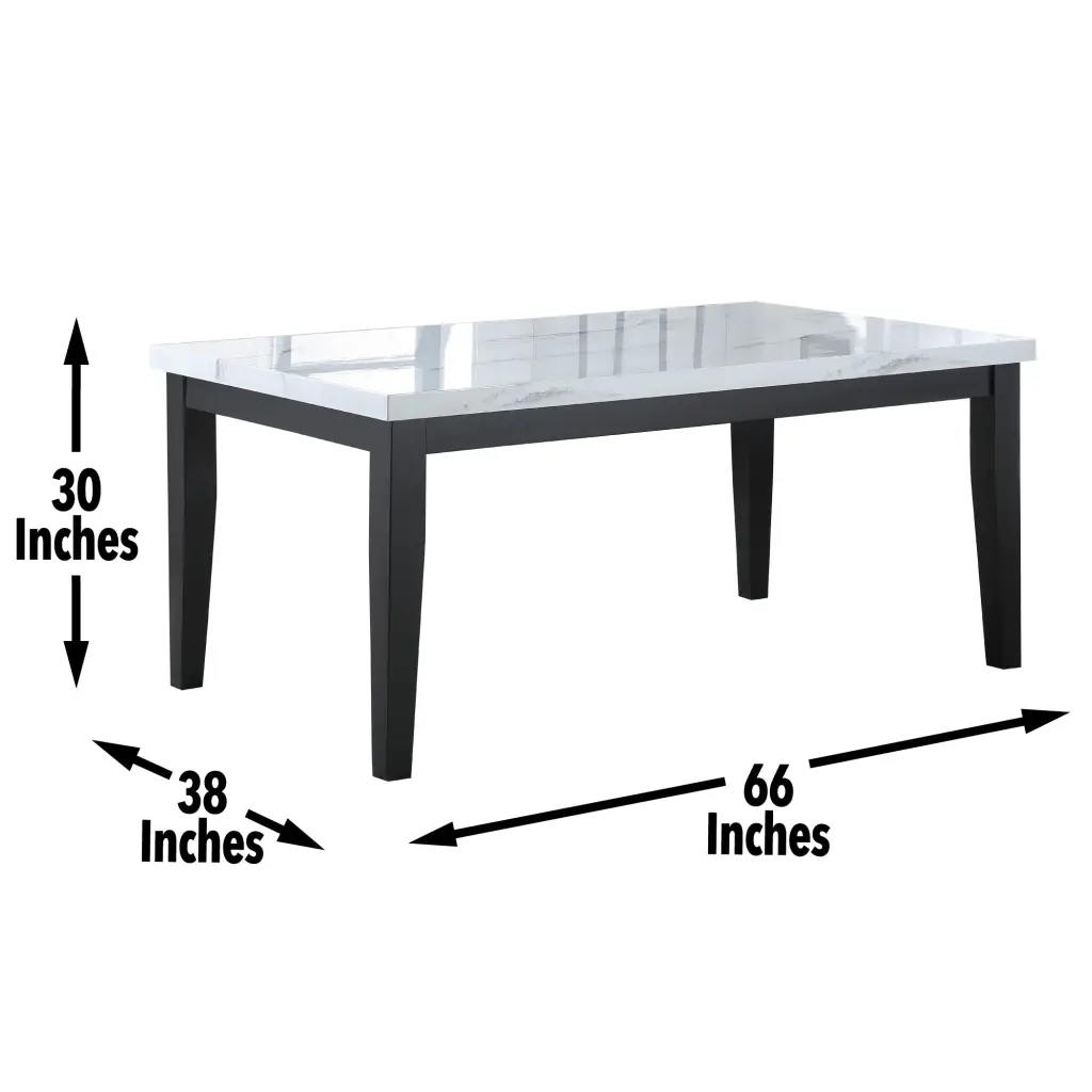 Sterling Faux Marble Top Dining Table White Finish Wood Base Modern Design steve silver furniture