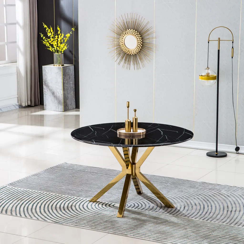 Modern Round Marble Table Dining Room Kitchen 1.02 Inch Thick Marble Top w1241 artisan furniture