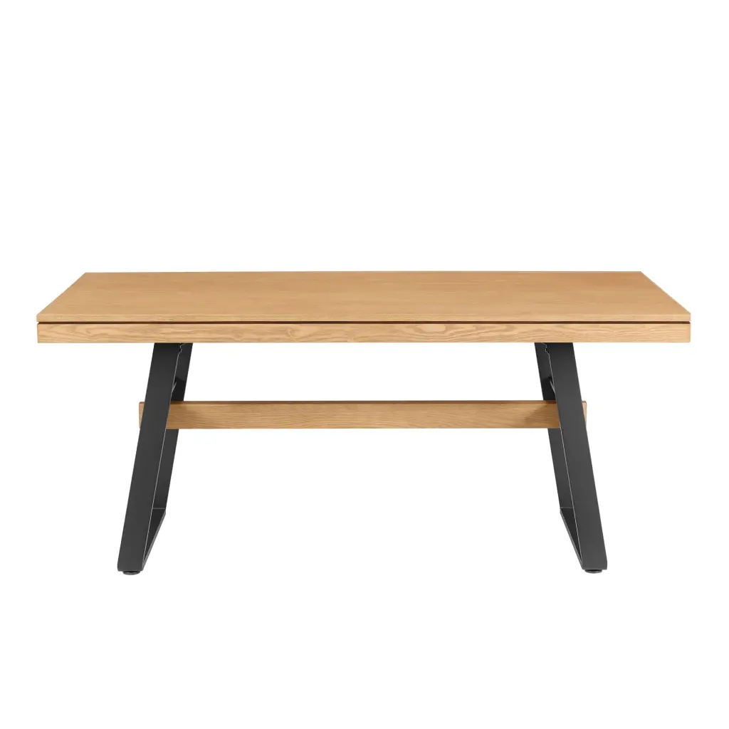 Modern Industrial Metal and Wood Large Dining Table Light Oak walker edison