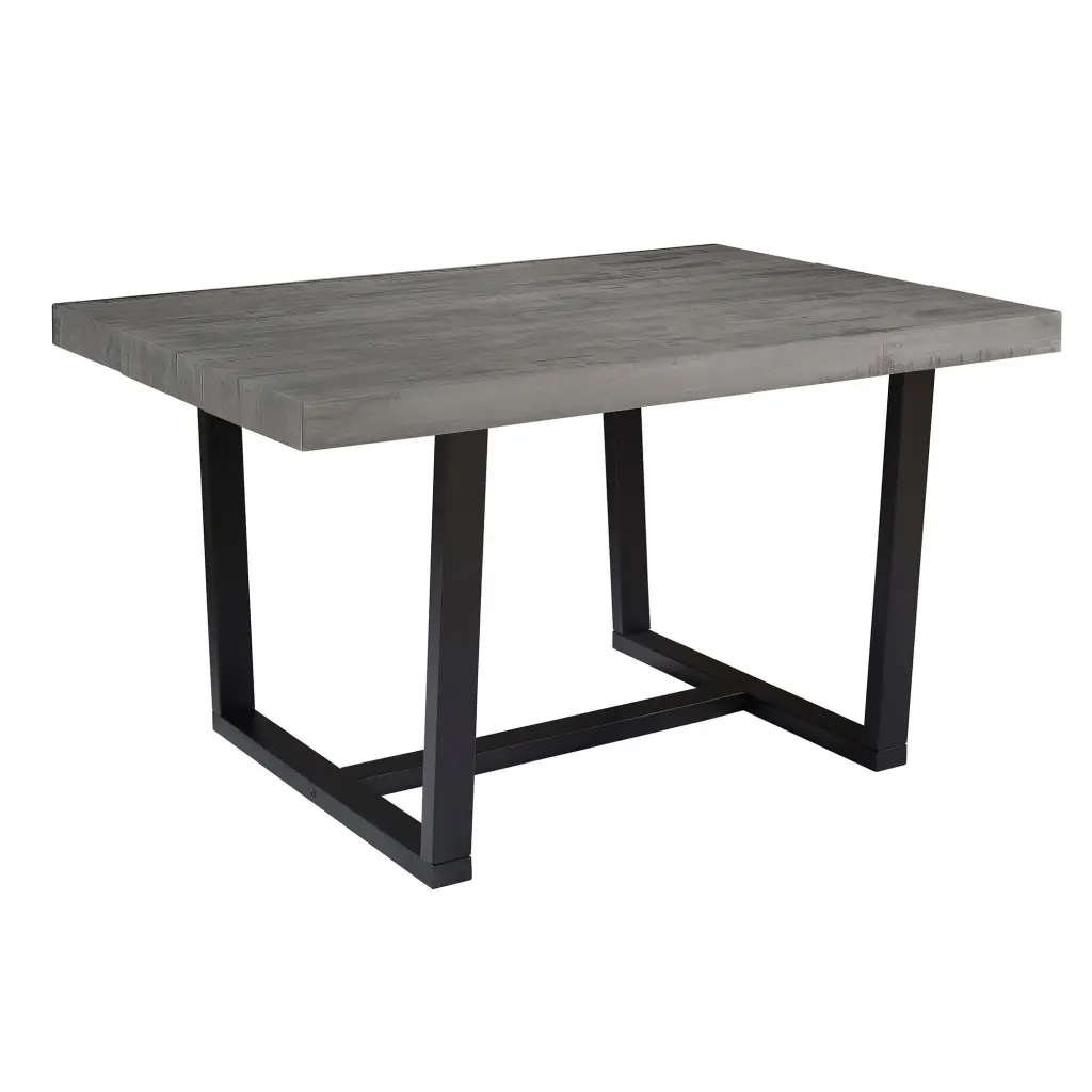 Rustic Metal and Solid Distressed Dining Table Gray Pine walker edison