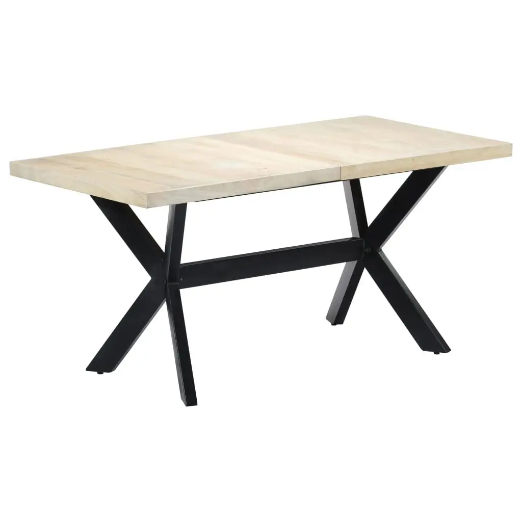 White Solid Mango Wood Dining Table 63x31.5x29.5 Inches