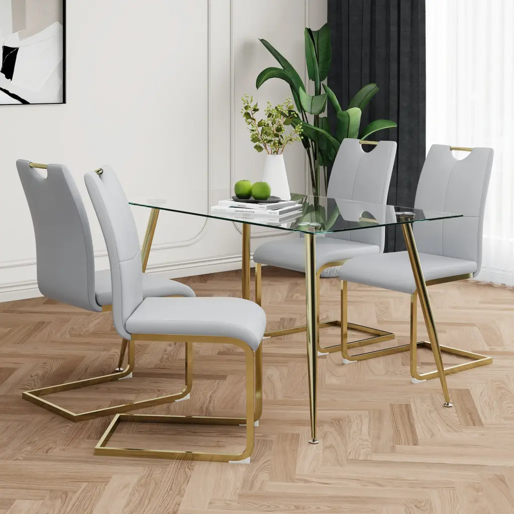 Modern Effortless Rectangular Crystal Dining Table Wear Resistant Tempered youngmagic