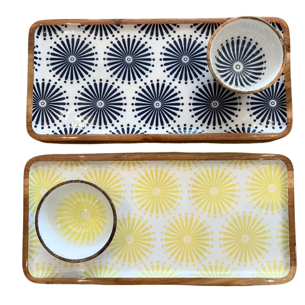 Acacia & Enamel Bowl/Tray Adjust