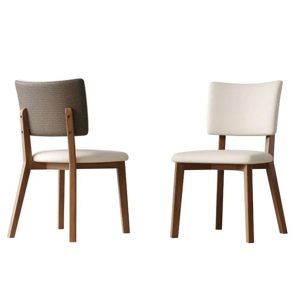 Dining Chair adjust 2) - White / Deep Walnut