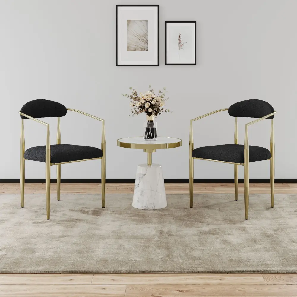 Dining Chairs place 2), Mid-Century Modern Dining Chairs, Kitchen Dining Room Chairs, Round Boucle Backrest Sherpa Dining ...
