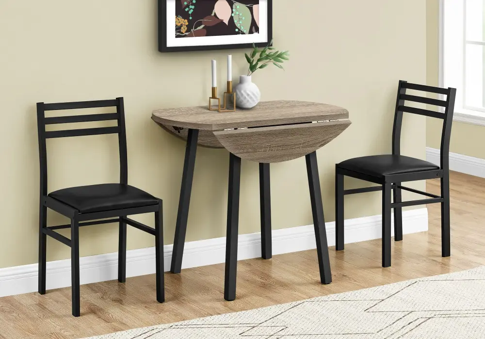 3 Pieces Dining Table Set, Small, Drop Leaf, Contemporary & Today's