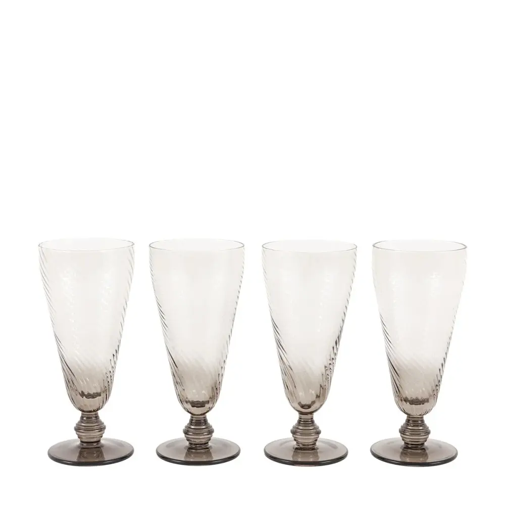 Swirl Set 4 Flute Glass - Smoked Grey