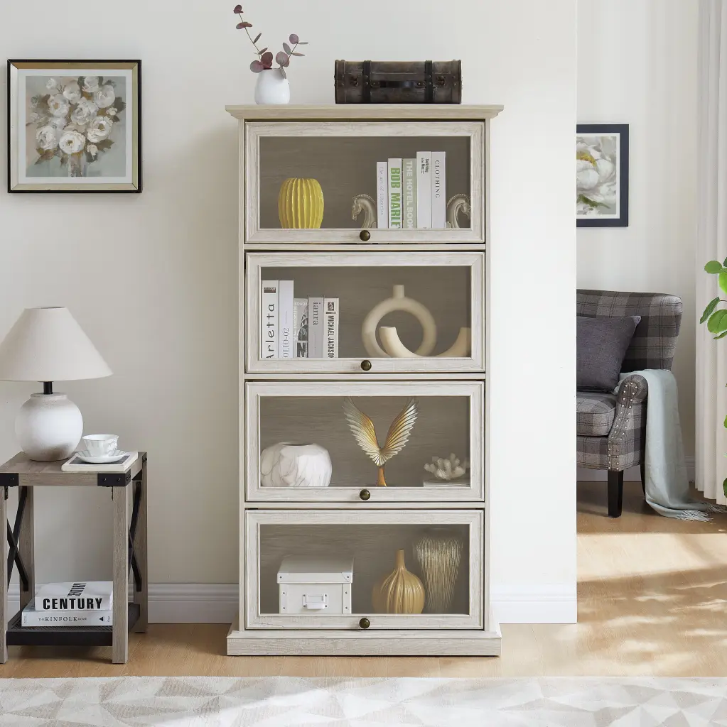 4 Tier Crystal Display Cabinet Storage and Curio Display wande furniture