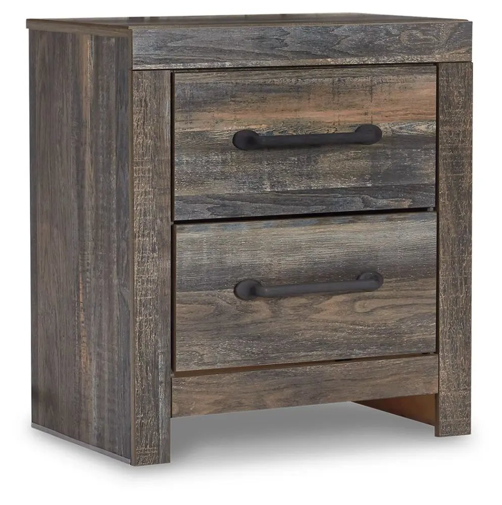 Drystan - Two Drawer Night Stand - Brown / Ecru