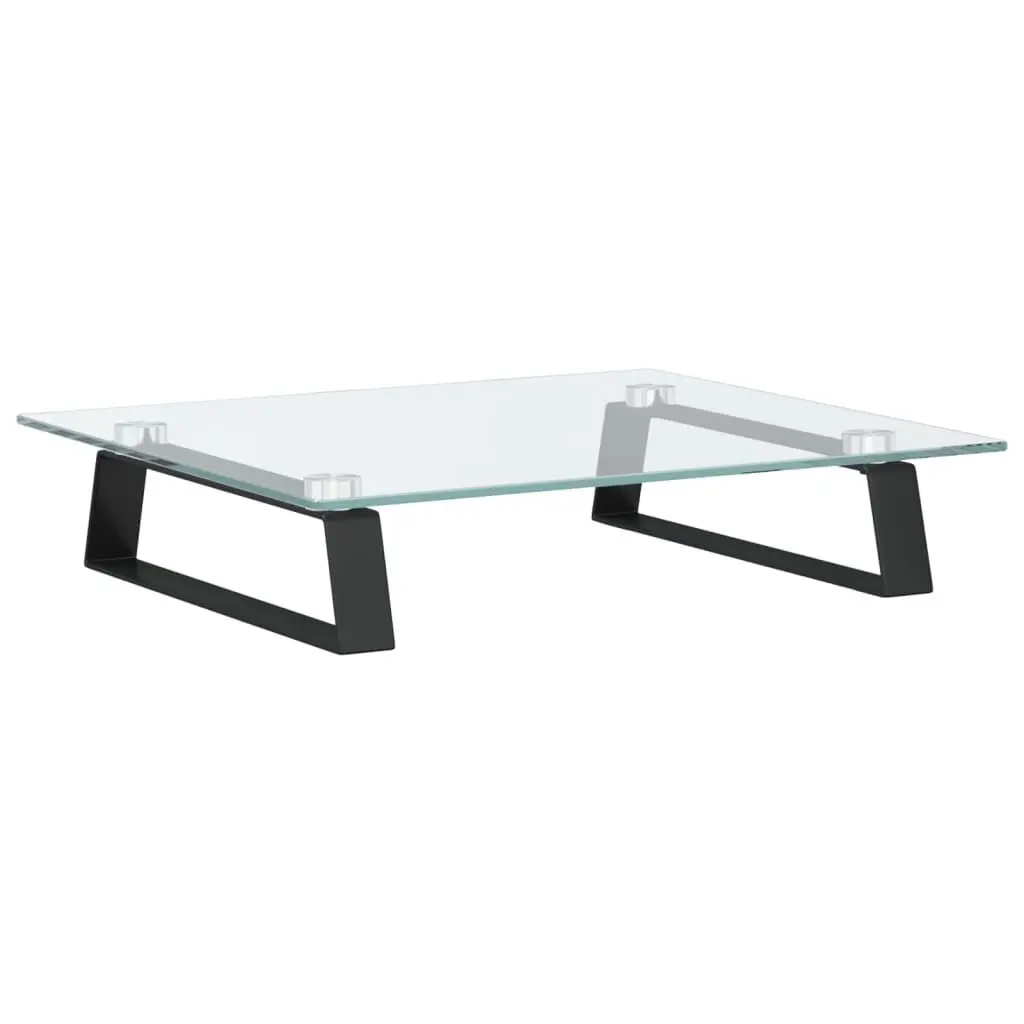 Track Stand Black 15.7x13.8 Inch Tempered Glass and Metal Modern Display Stand