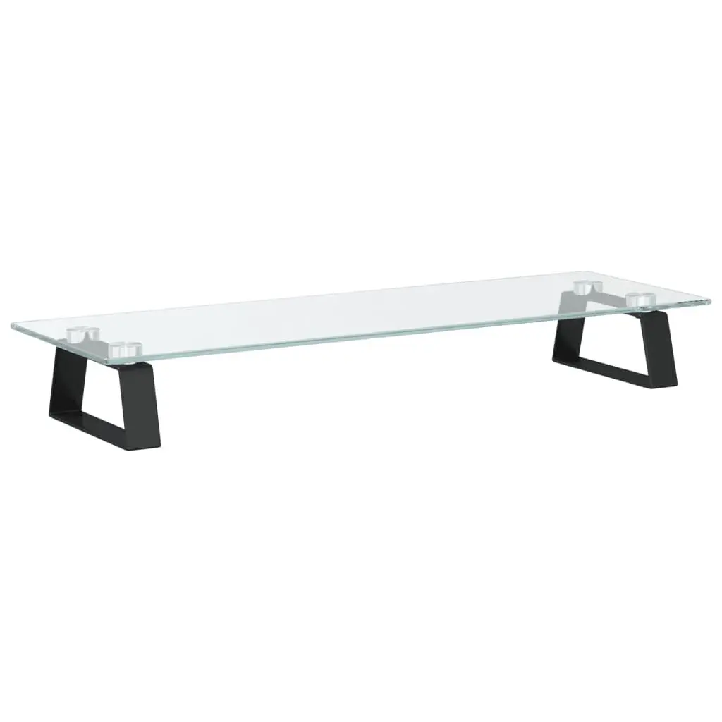 Track Stand Black 23.6x7.9 Inch Tempered Glass and Metal Modern Display Stand