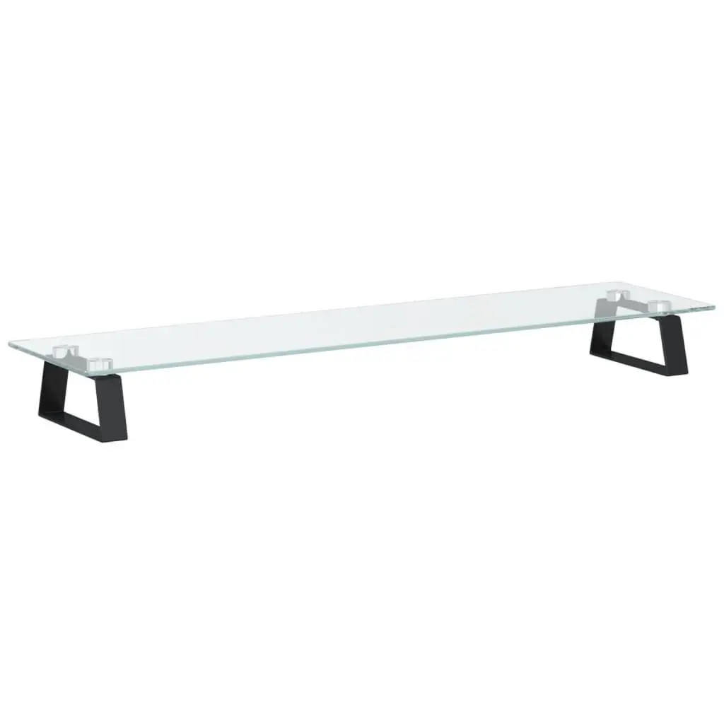 Track Stand Black 31.5x7.9 Inch Tempered Glass and Metal Modern Display Stand