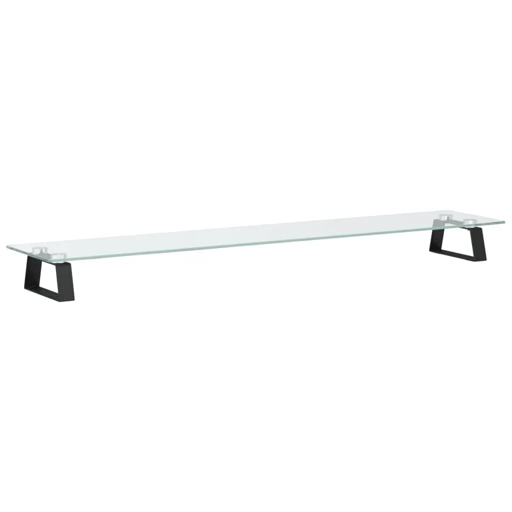 Track Stand Black 39.4x7.9 Inch Tempered Glass and Metal Modern Display Stand