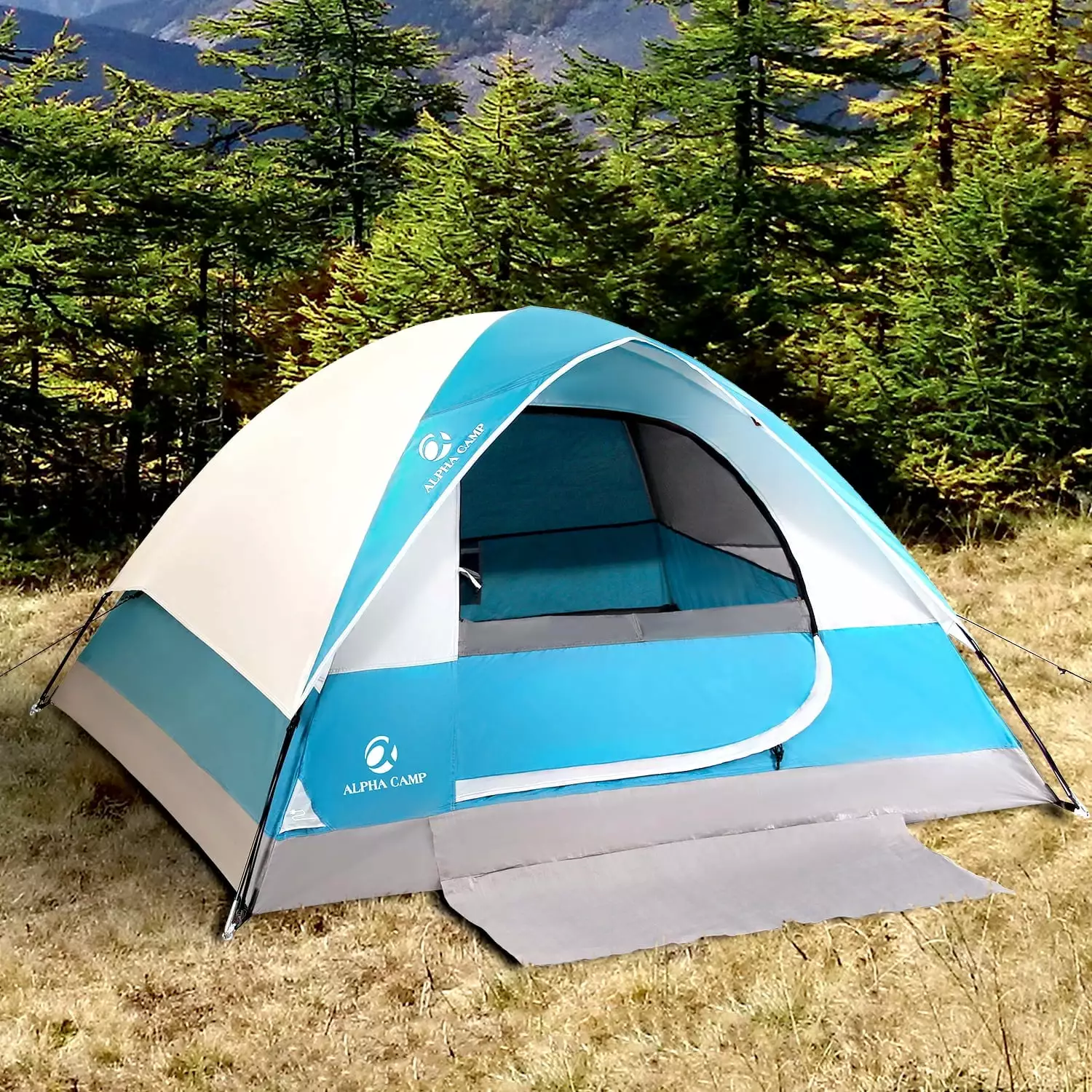 Alpha Camper 2-Person Camping Dome Tent Waterproof Portable Tent Carry Bag Blue 2