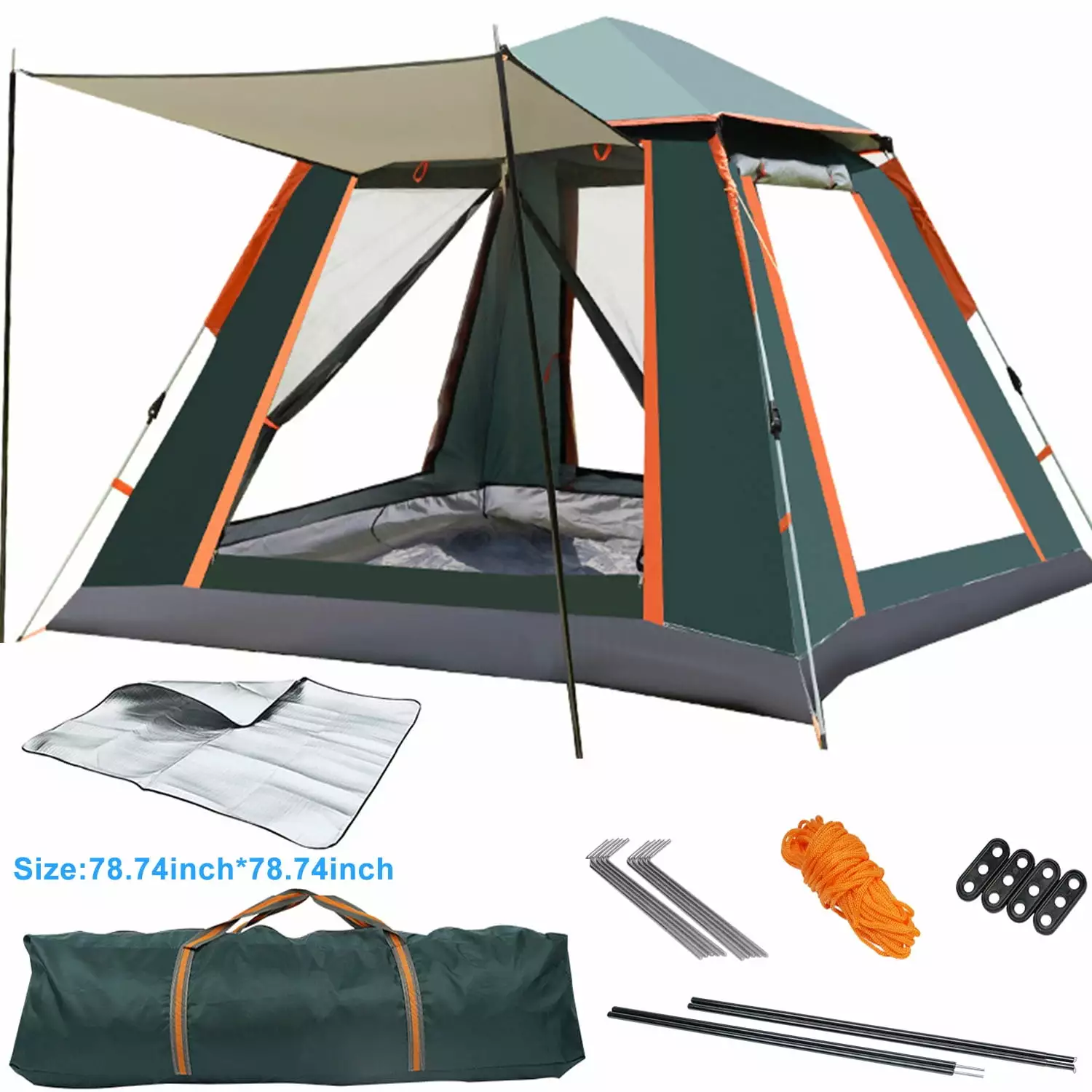 3-4 Person Dome Tent Moisture Proof Picnic Mat Waterproof Portable Camping Tent