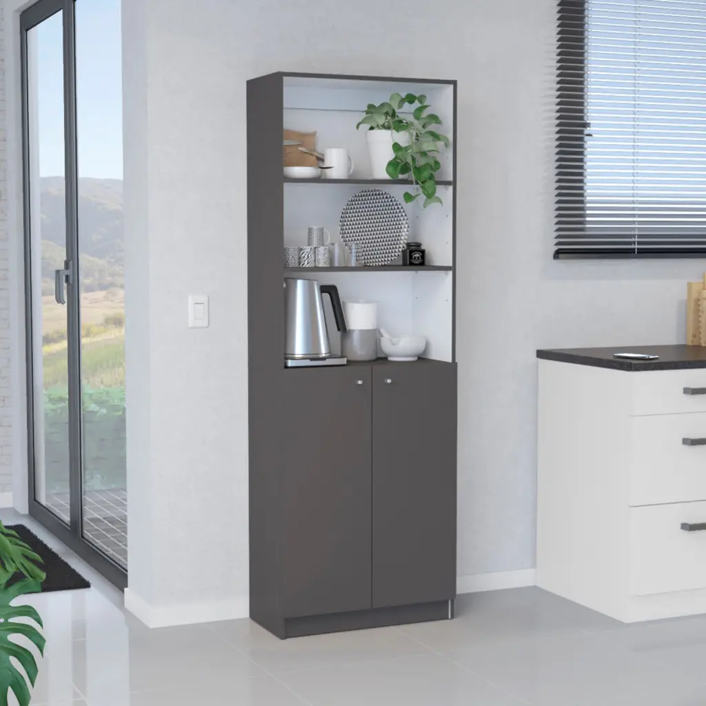 Vinton 2 Door Bookcase Upper Shelves Matt Gray White Modern Storage Cabinet rta mubles colombia
