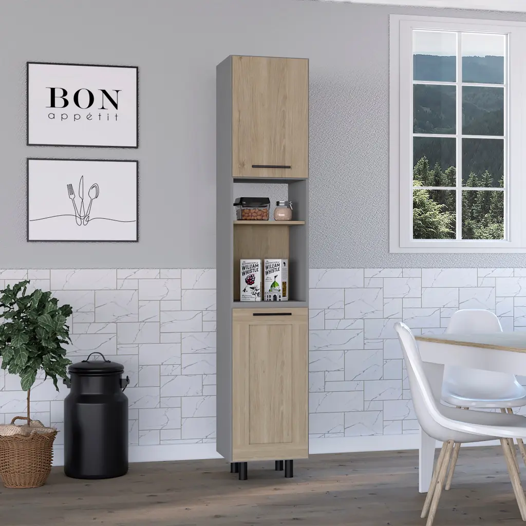 Hasselt Kitchen Pantry Double Door Six Shelves Light Pine Multicolor rta mubles colombia