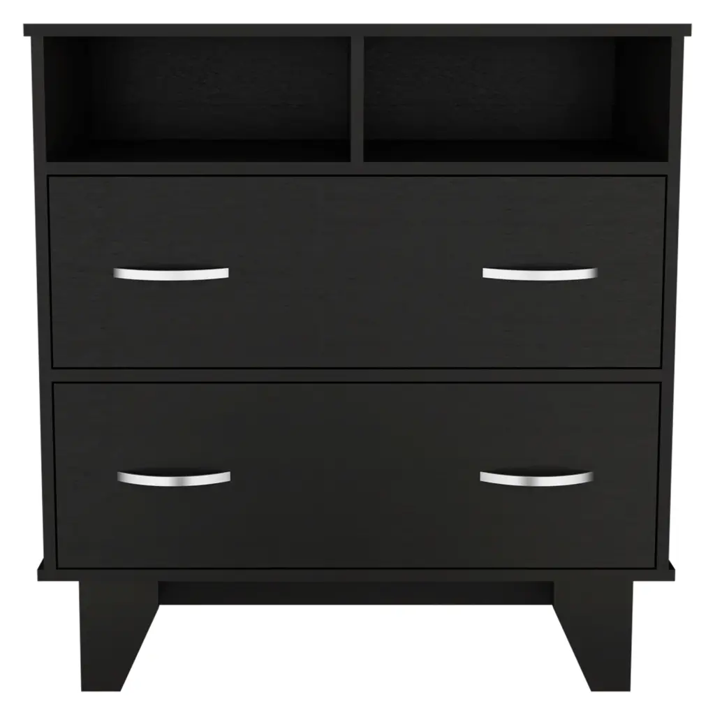 Double Drawer Dresser Arabi Bedroom Black Particle Board Storage Furniture treevol furniture