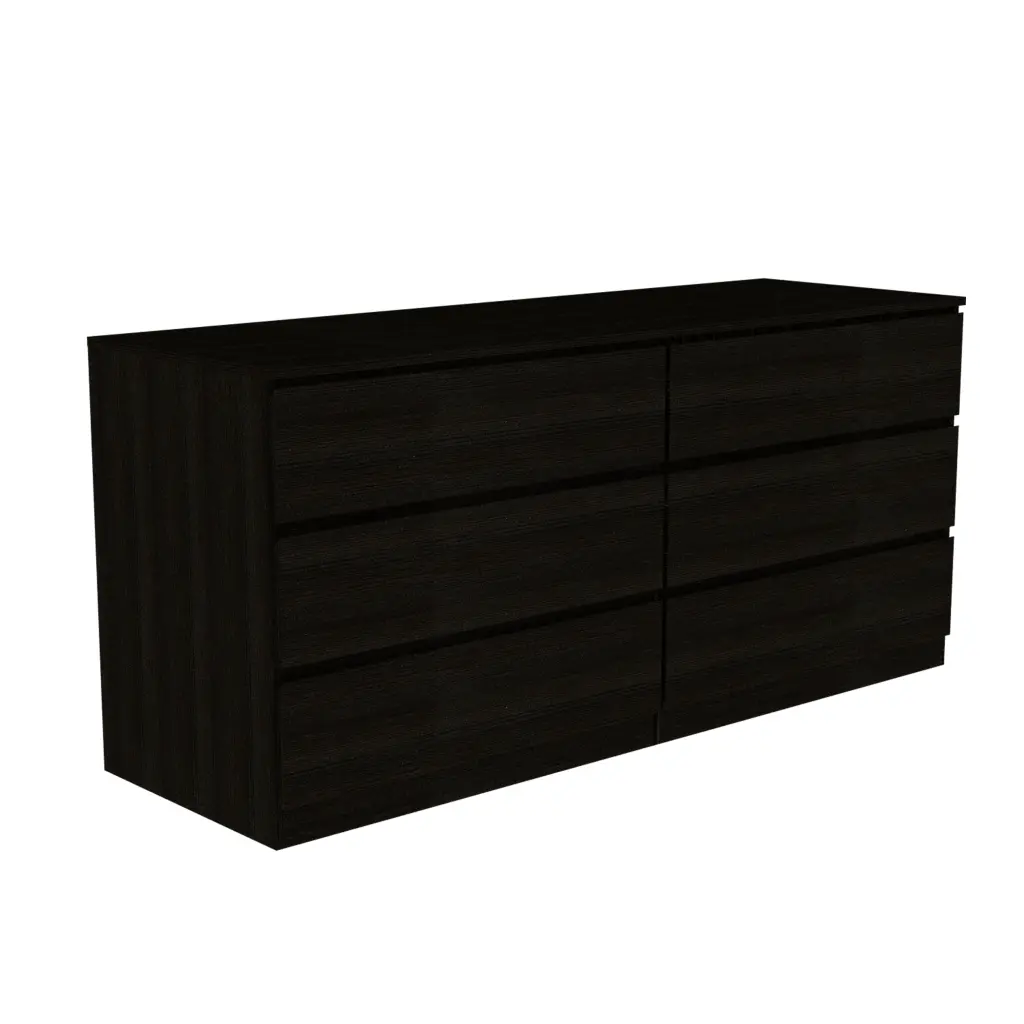 Asteria 6 Drawer Double Dresser Metal Handles Black Bedroom Furniture rta mubles colombia