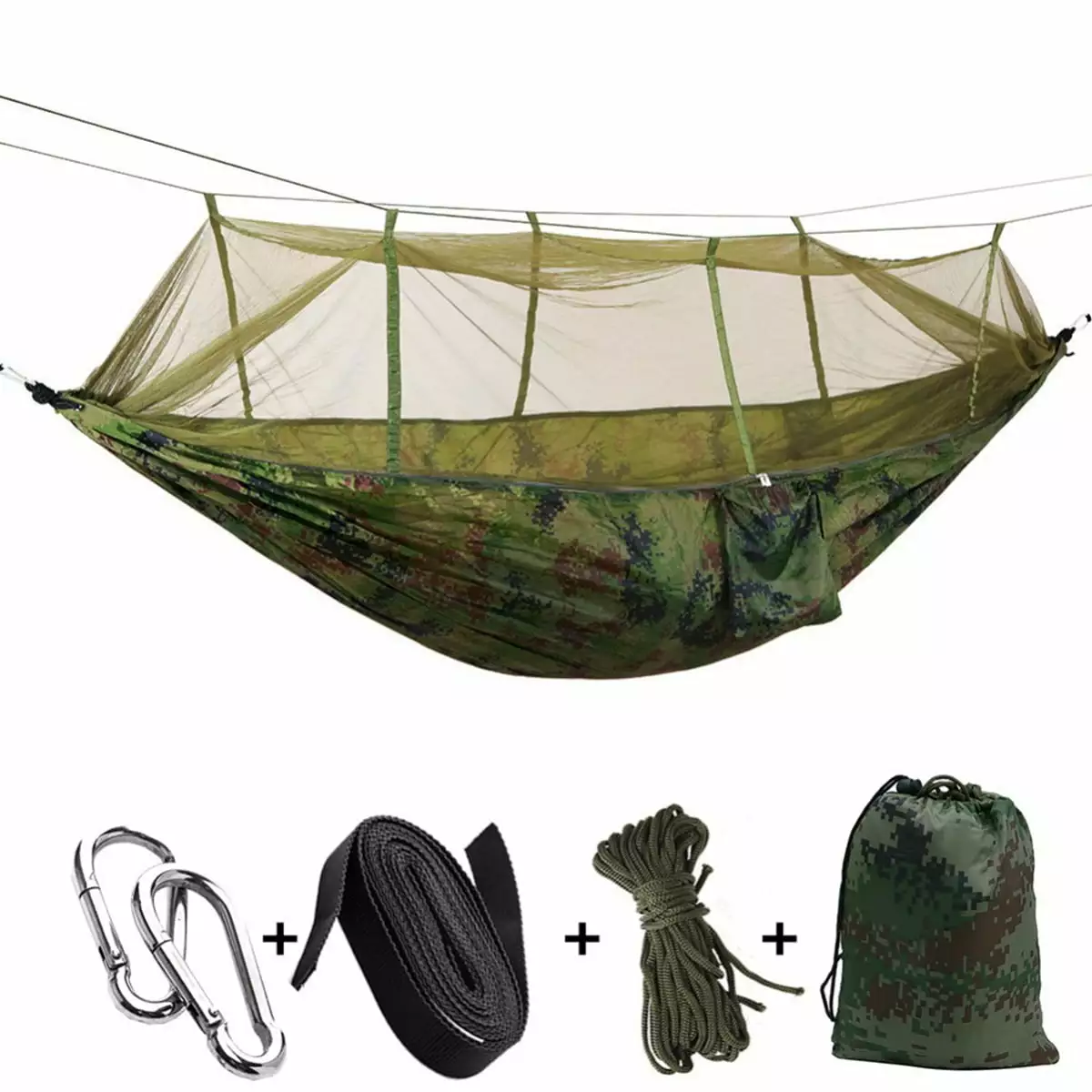 2 Person Sleeping Hanging Hammock Bed 102x55 Inch Mosquito Net - Camping & Outdoor Travel