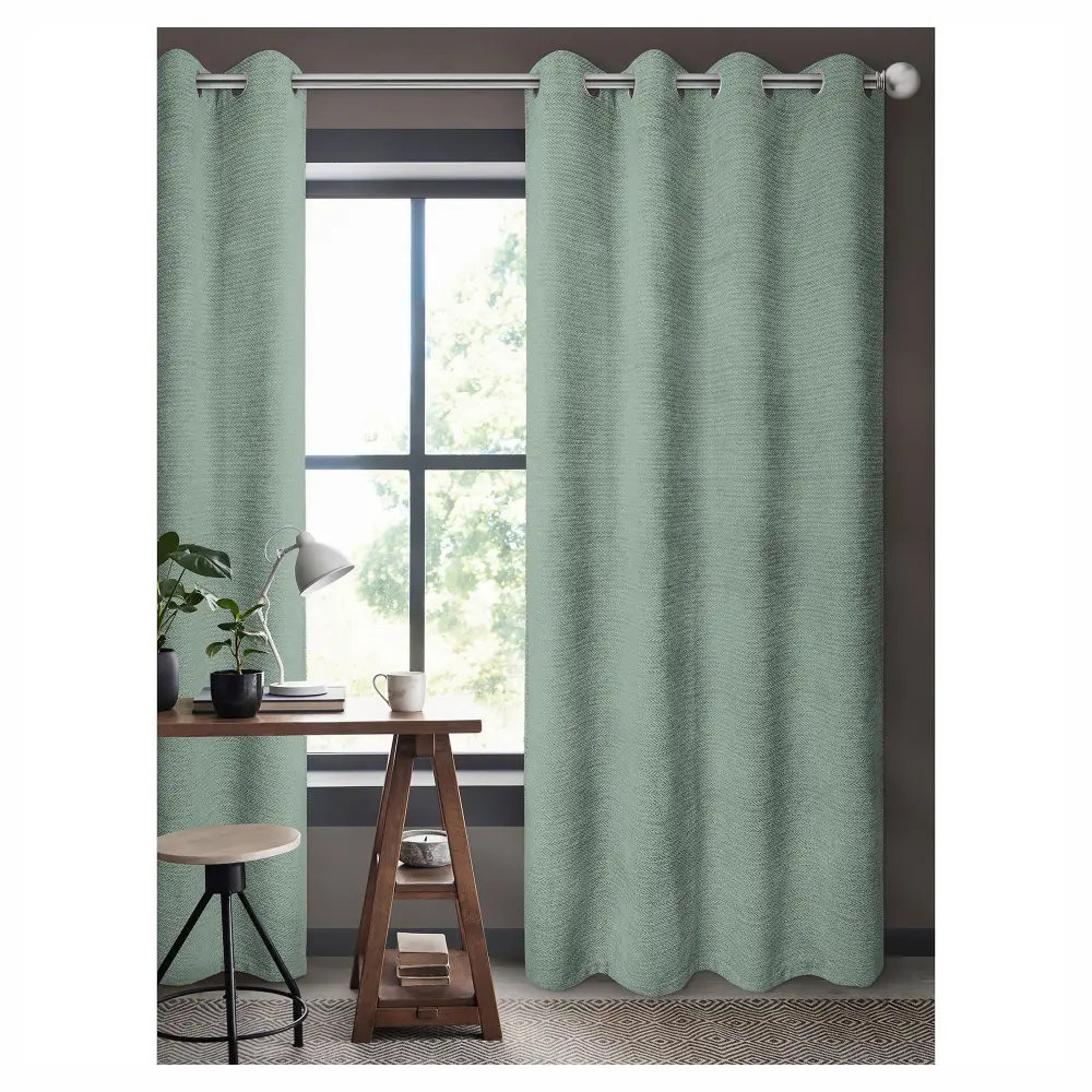 Luxury Woven Curtain Chenille Velvet Effect, Portable Green
