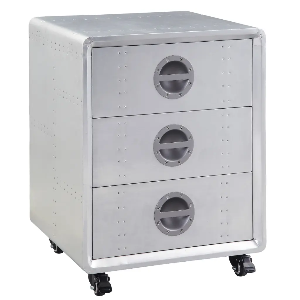 Light Metal Cabinet 3 Drawers Shiny Finish Storage Organizer furniture max