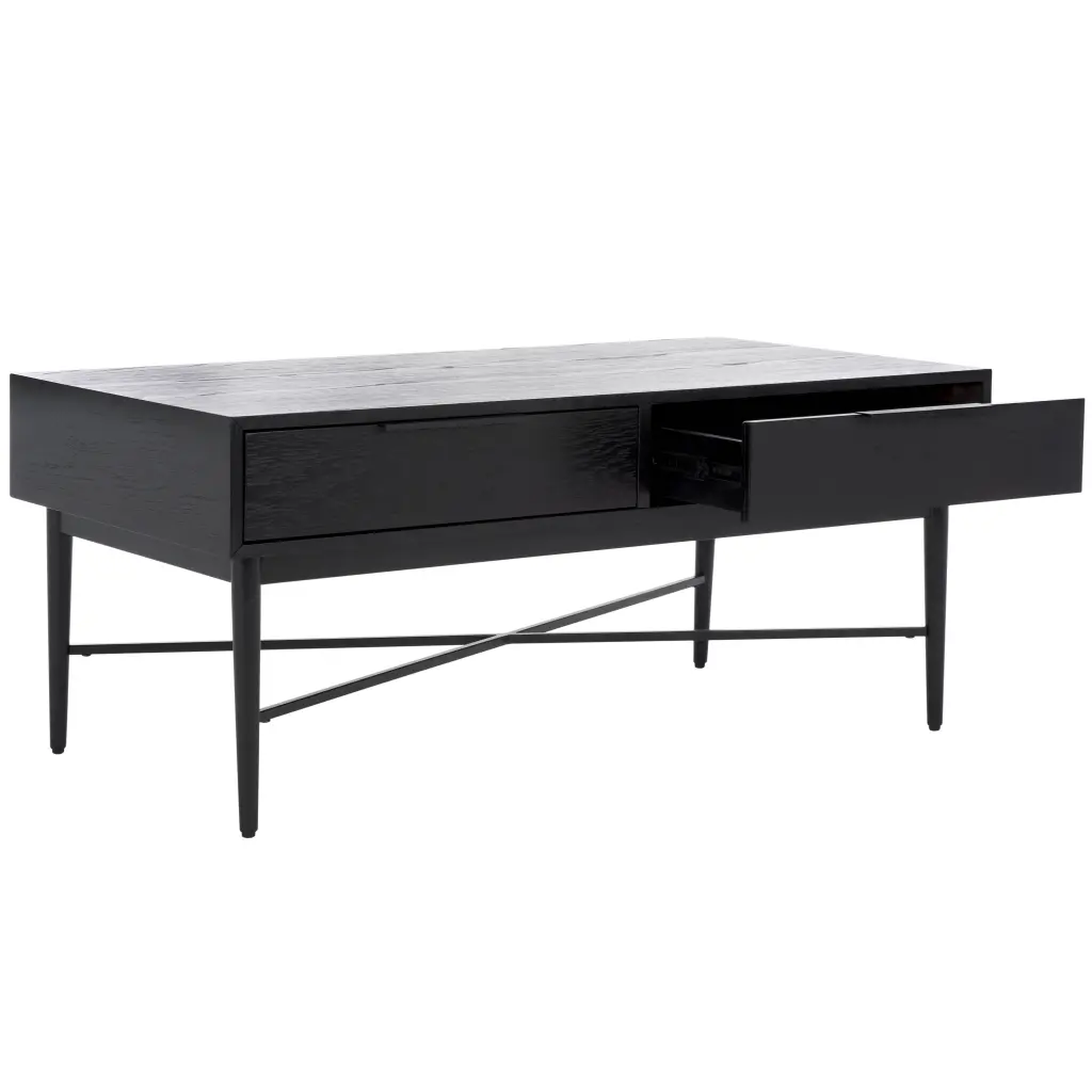 SAFAVIEH Pierre Contemporary 42 Inch Black 2 Drawer Coffee Table